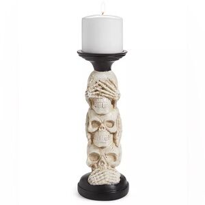 Holiday Lane Halloween Stacked Skull Candle Holder Macy’s Polyresin New In Box